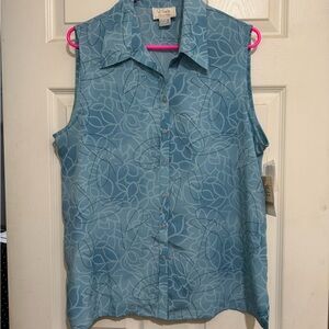 Voir Blue Floral Sleeveless Blouse NWT